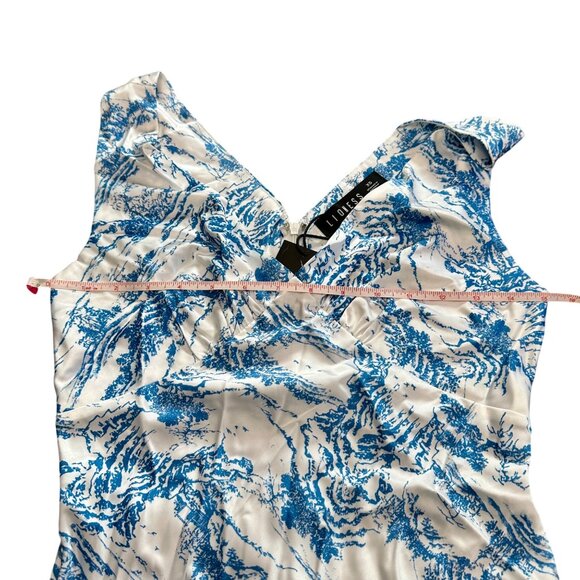 Lioness Dress XS White Blue Patterned Slip Style Dress Sleeveless NWT - Picture 7 of 11